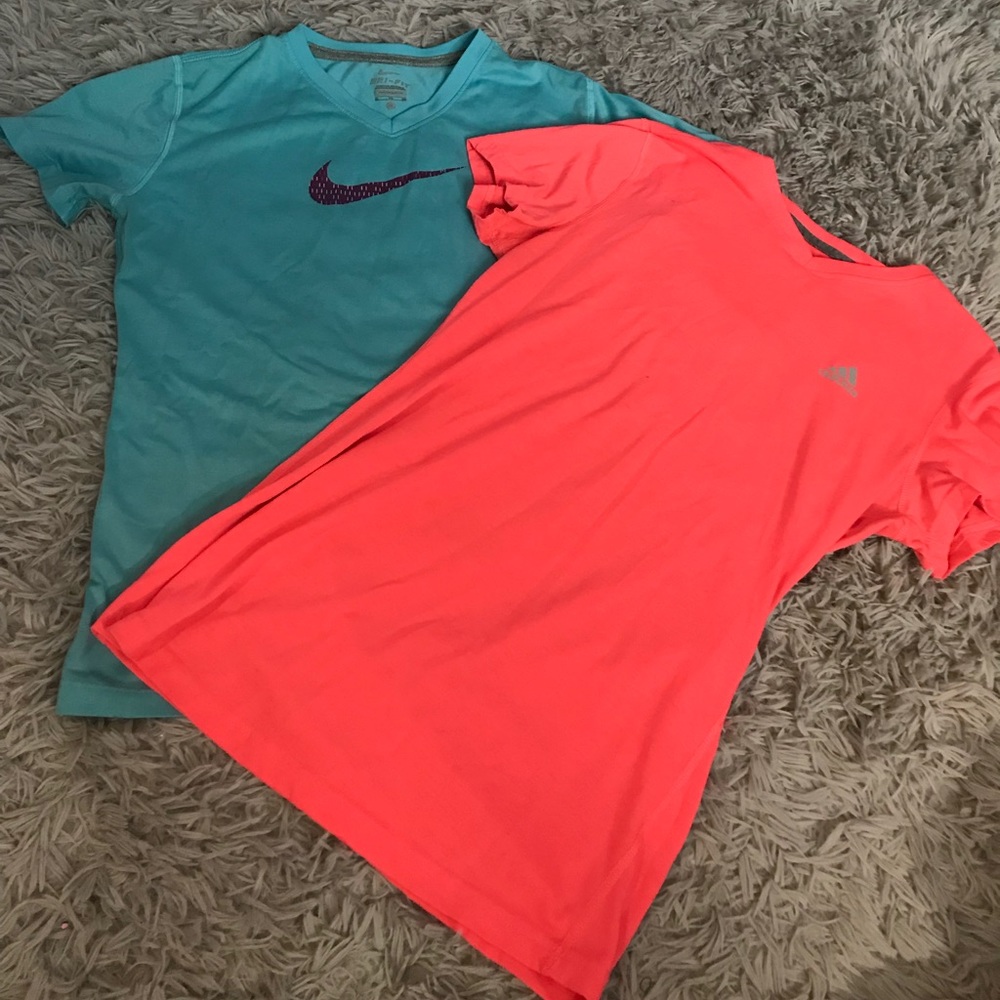 2 workout shirts. Ones adidas and Nike.